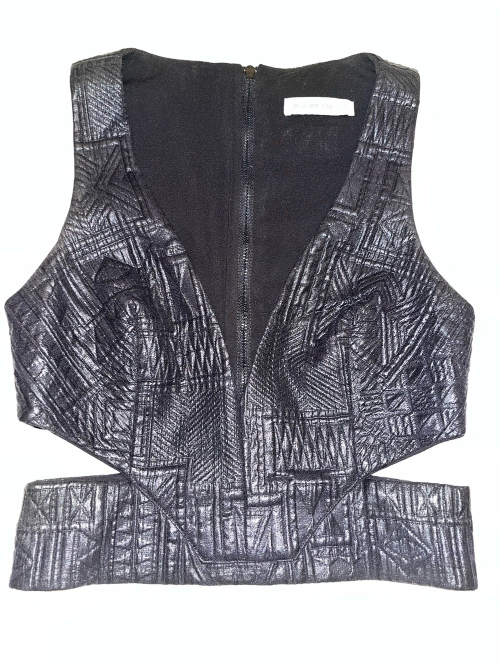 REVOLVE $189 Bec + Bridge Black Textured Cutout Crop Top size 4